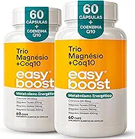 Trio Magnésio Dimalato Quelato Taurato + Coenzima Q10 Easy Boost Kit 2x 60c capsulas total de 120 capsulas