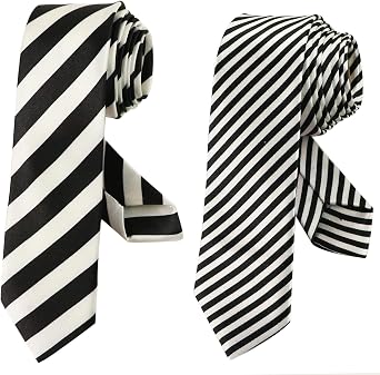 2 Pack Striped Slim Neckties Women Students Stylish Ties Daily Campus Casual Fashion Narrow Tie