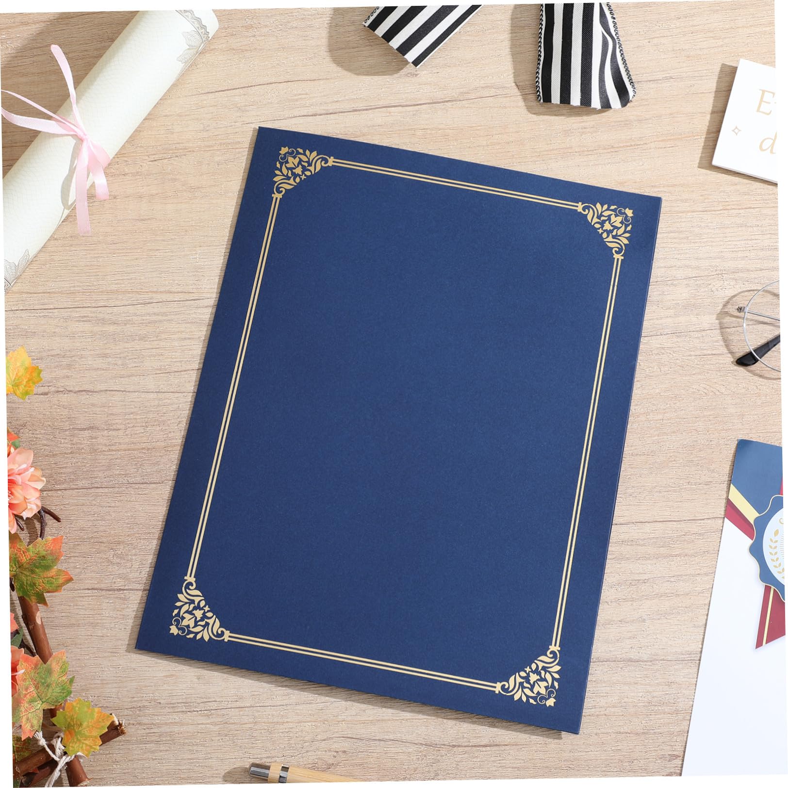 jojofuny Porta certificati e copertine per attestati, bordo in lamina dorata, 30 pezzi, carta, formato standard, per diplomi e documenti di riconoscimento