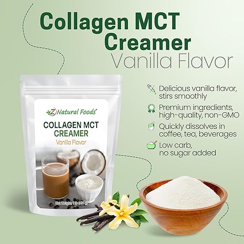 Miniatura 8 de Z Natural Foods Crema de aceite de colágeno MCT, polvo puro MCT con péptidos de colágeno, crema de colágeno para café, té y uso culinario, crema