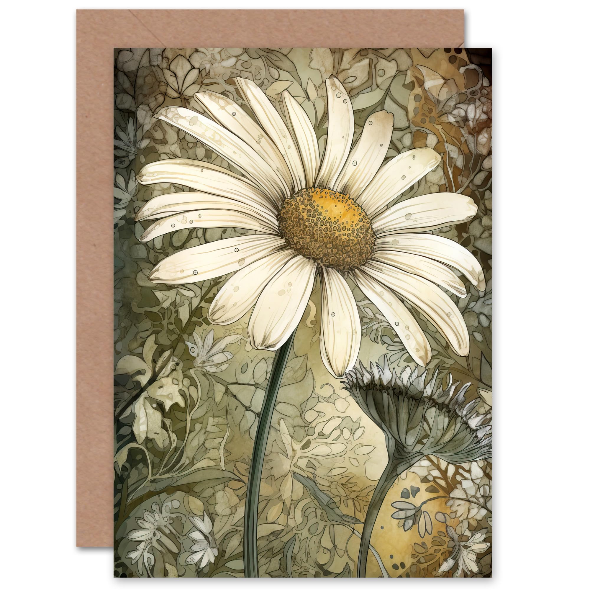 Artery8 Pastel Watercolour Daisy Flower Bloom for Wife Her Mum Sister Daughter Mom Gran Nan Birthday Thank You Congratulations Blank Art Greeting Card
