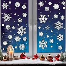 Niviy 6 Sheets Christmas Window Stickers, 247 Pieces Reusable Window Window Stickers with Snowflakes, Self-Adhesive Stickers for Christmas Windows, Christmas Decorations