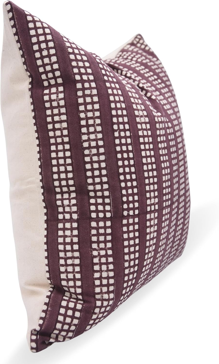 Duck Canvas Fabric Hand Block Floral Print 20x20 Inch Throw Pillowcase Cushion Cover Decorative for Sofa, Couch, Chair, Living Room, Bedroom (Choco Chips-Chocolate Brown)