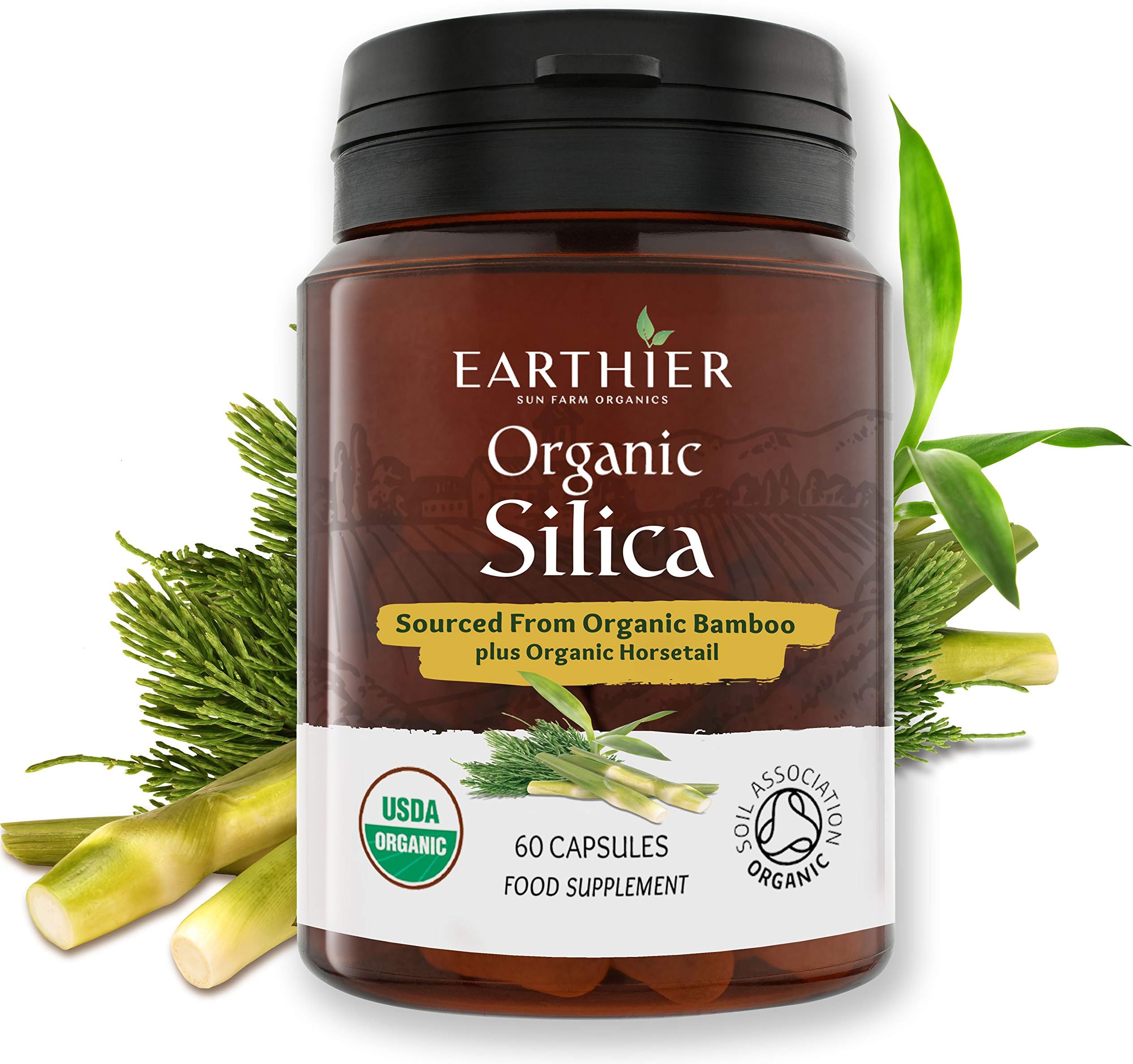Organic Silica from Bamboo and Organic Horsetail - 100% Plant Based - Whole Food Supplement - Certified Organic by Soil Association