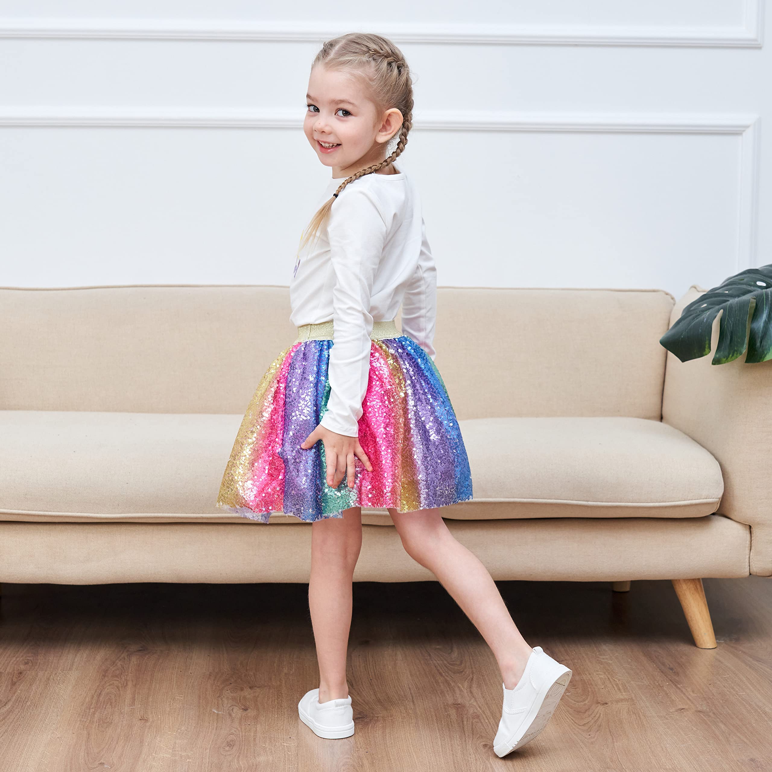 Sunny Fashion Ragazze Gonna Blu Cuore Paillettes Scintillante Tutu Danza 2-12 Anni