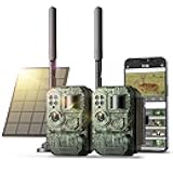 Trail Camera 2 Pack, 4G LTE Cellular Game Camera with Live Streaming, Built-in SIM Card, Solar Panel Night Vision Motion Detection Two-Way Audio Wildlife Camera for Outdoor Security