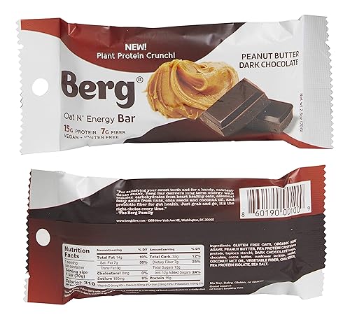 Miniatura 10 de Berg Oat N' Energy Bar - Barra de proteínas a base de plantas, sin OMG, sin gluten, sin nueces y vegana, baja en azúcar, barra de refrigerio