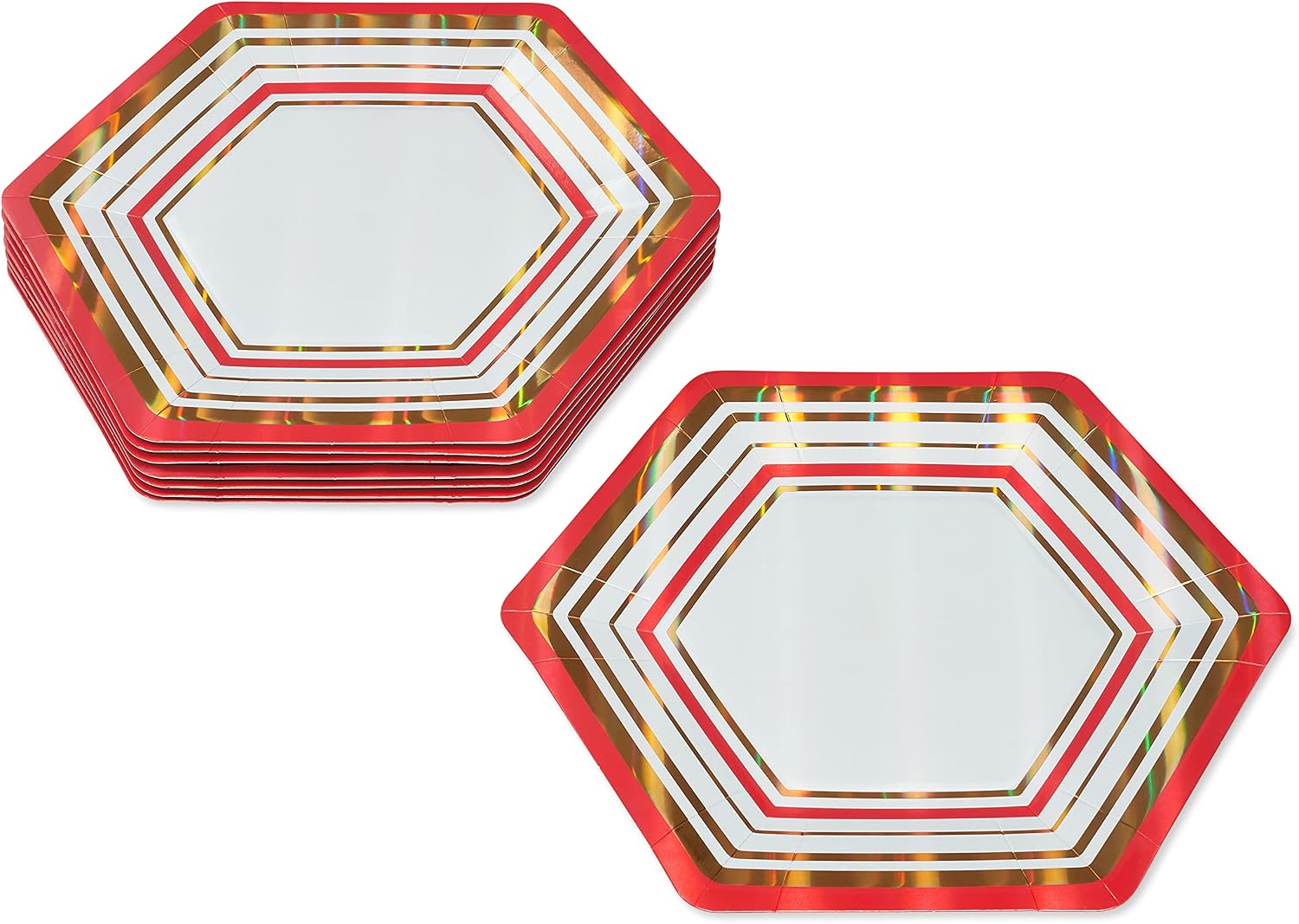 Papyrus Dinner Plates, Gold & Red Stripes (8-Count) (Pack of 3)