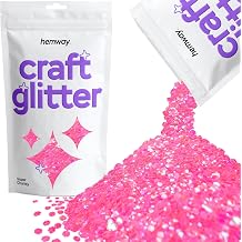 Hemway Craft Glitter Flakes for Arts and Crafts, Tumblers, Resin, Epoxy, Nail Art, Wax, Card Making and Decorations 100g / 3.5oz - Super Chunky 1/8" 0.125" 3mm - Baby Pink Iridescent