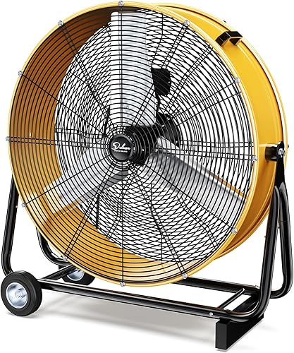 Miniatura 9 de Simple Deluxe Ventilador de suelo industrial de alta velocidad de 20 pulgadas, 3 velocidades, diseño de metal resistente para almacén, taller,