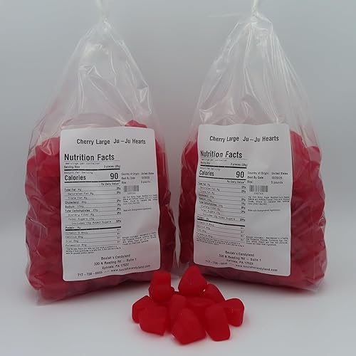 Miniatura 6 de Beulah's Corazones de juju de cereza, paquete de 1 libra, 50 piezas de dulces, corazones de azufaifo, corazones de cereza a granel