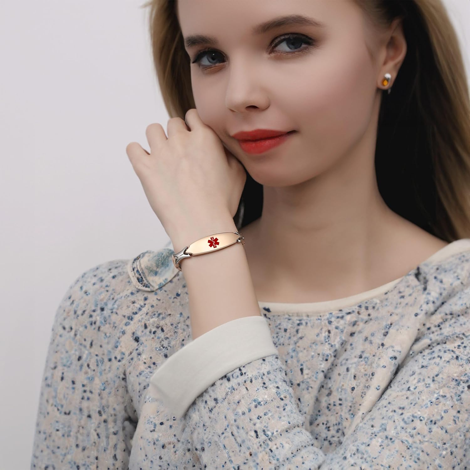 LinnaLove 7 1/2 inch Medical Alert Bracelets for women Stainless Steel Fashion Medical Bracelets Personalized Engraving - Image 3