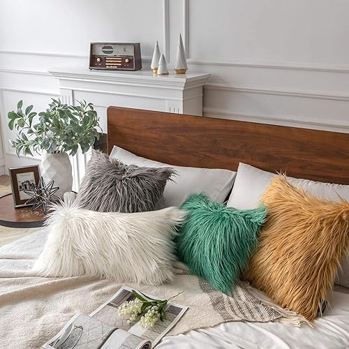 Miniatura 6 de Fundas de cojín Phantoscope serie de lujo, fundas de cojín de piel sintética estilo Mongolia, para sofá, cama y silla