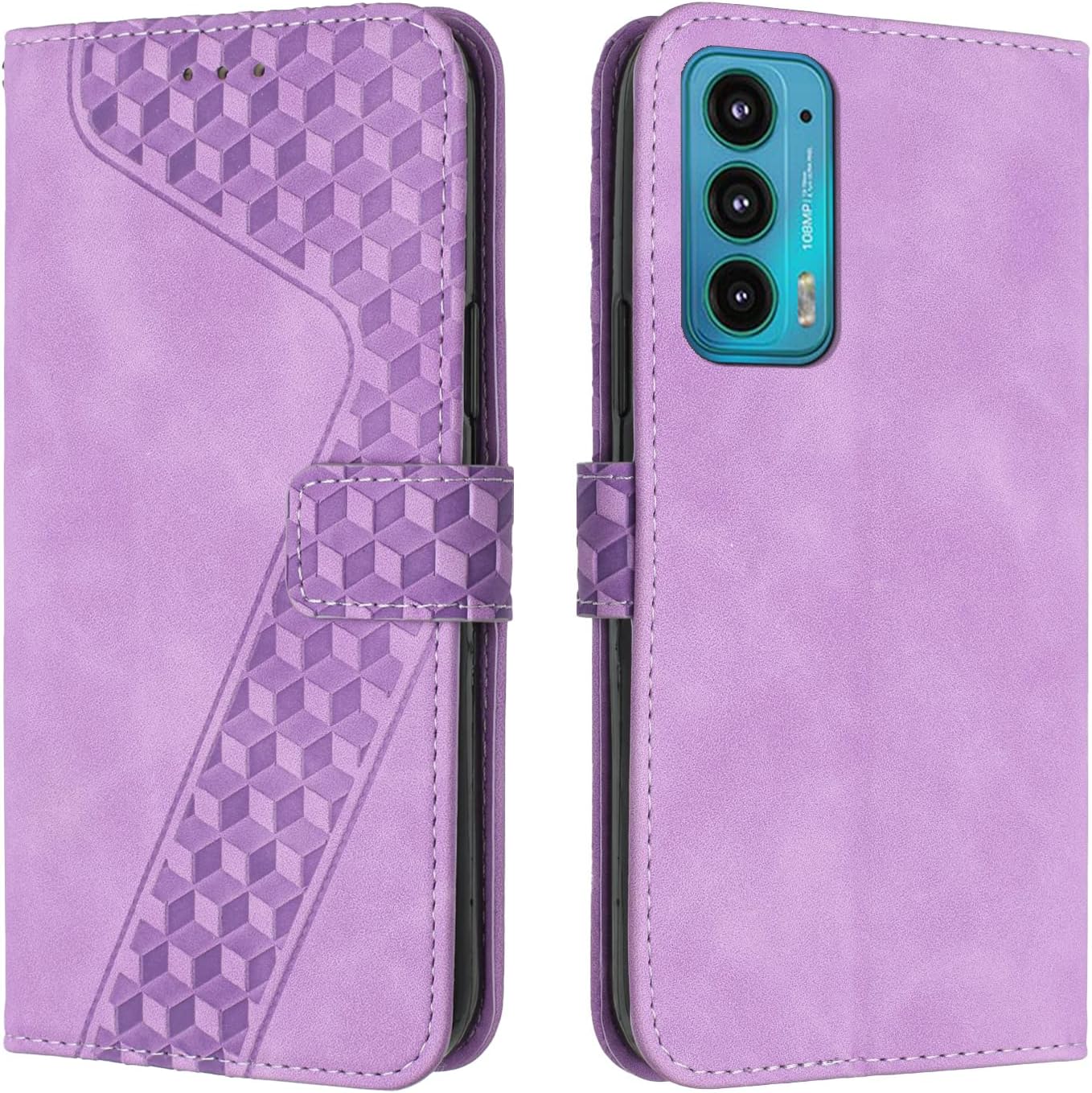 Case for Motorola Moto Edge 20, Premium PU Leather Wallet Phone Case [Magnetic Clasp] [Card Slots] Flip Case for Moto Edge 20 (Purple