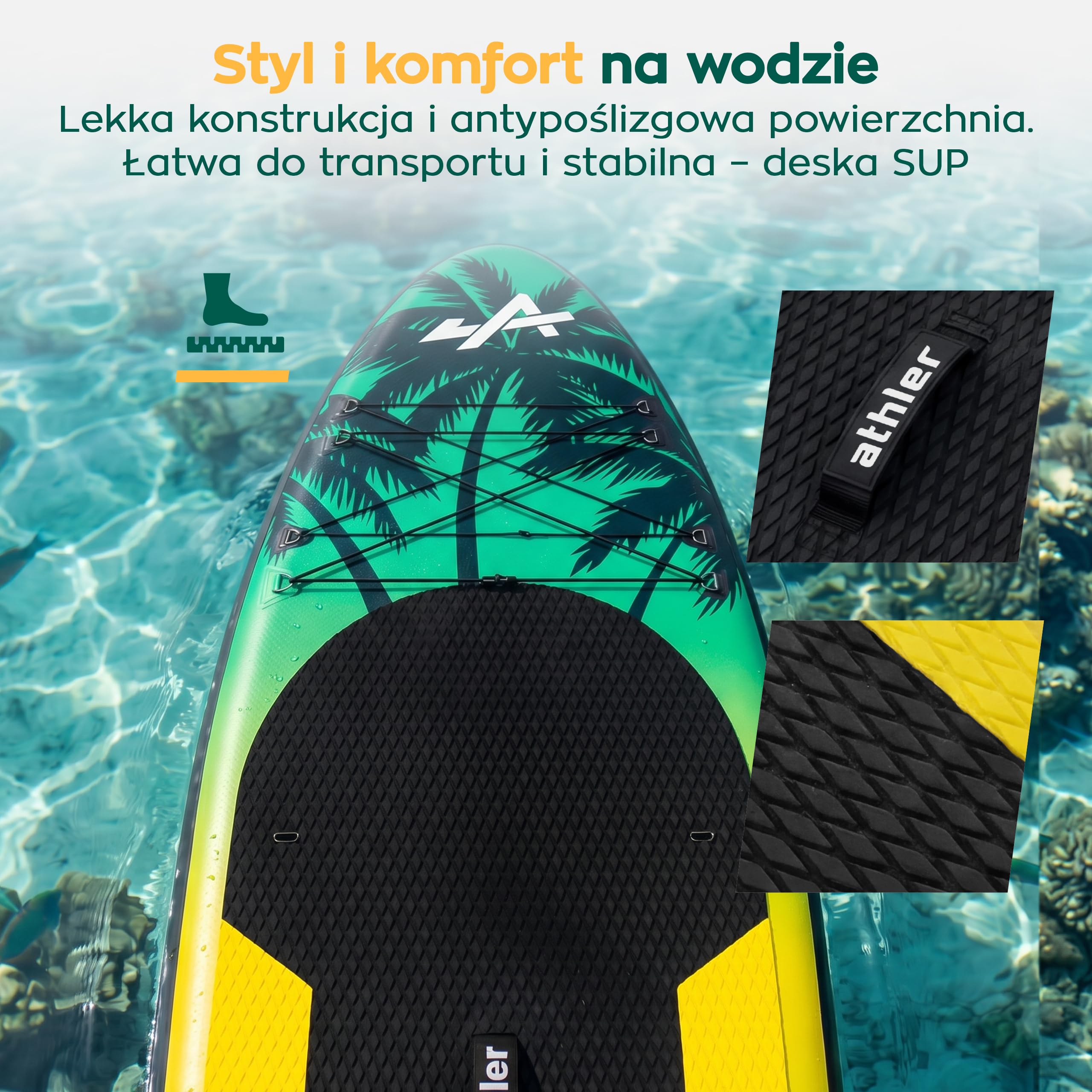 Athler Cobia 320 Stand up Paddling Board – deska SUP do 180 kg – kompletny zestaw z siedziskiem kajakowym i wiosłem 2 w 1 – 350 x 80 cm