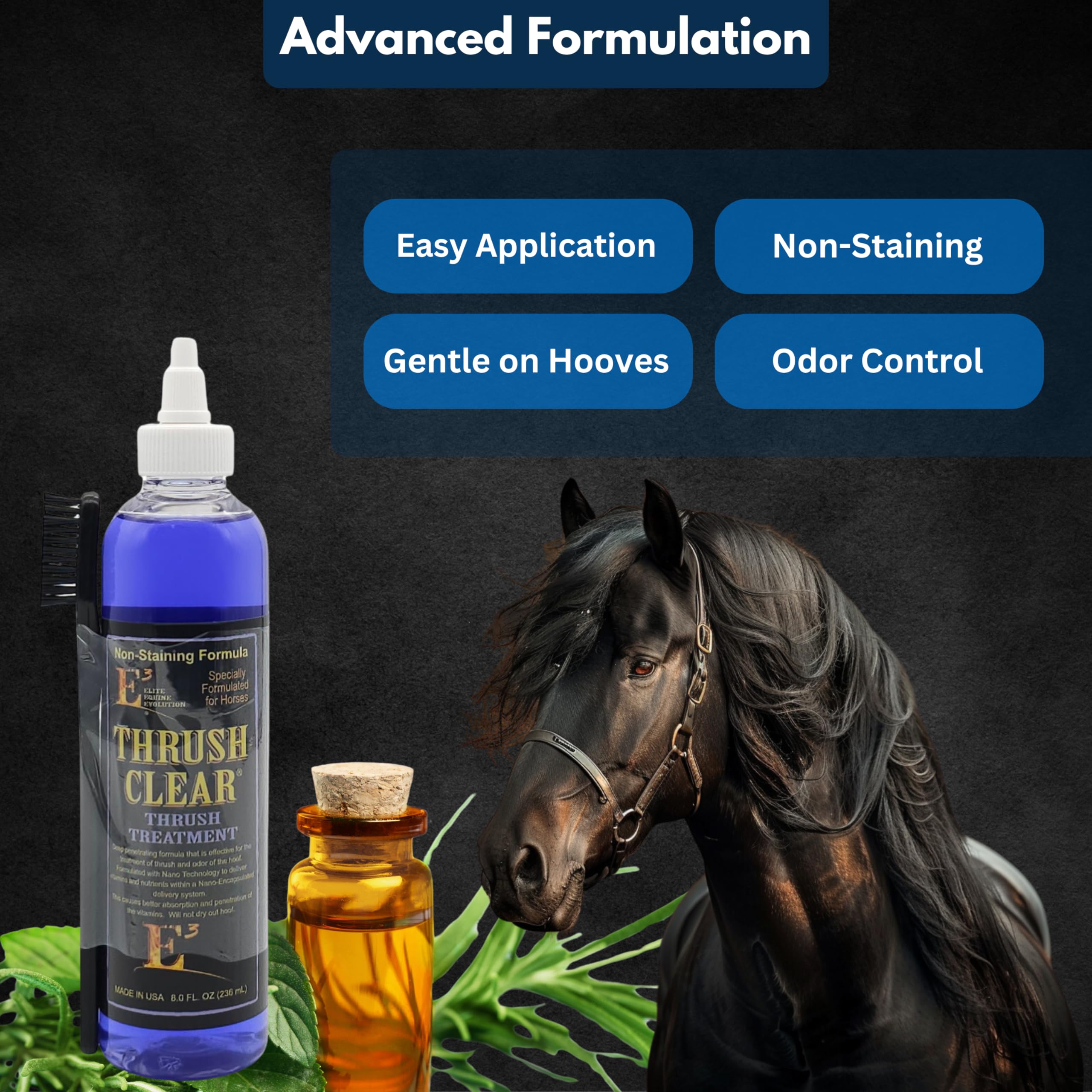 E3 Thrush Clear Treatment - 8 oz - Powerful Solution for Equine Hoof Thrush - Promotes Healthy Hoof Recovery - Prevents Future Infections - Safe for Regular Use - image 3
