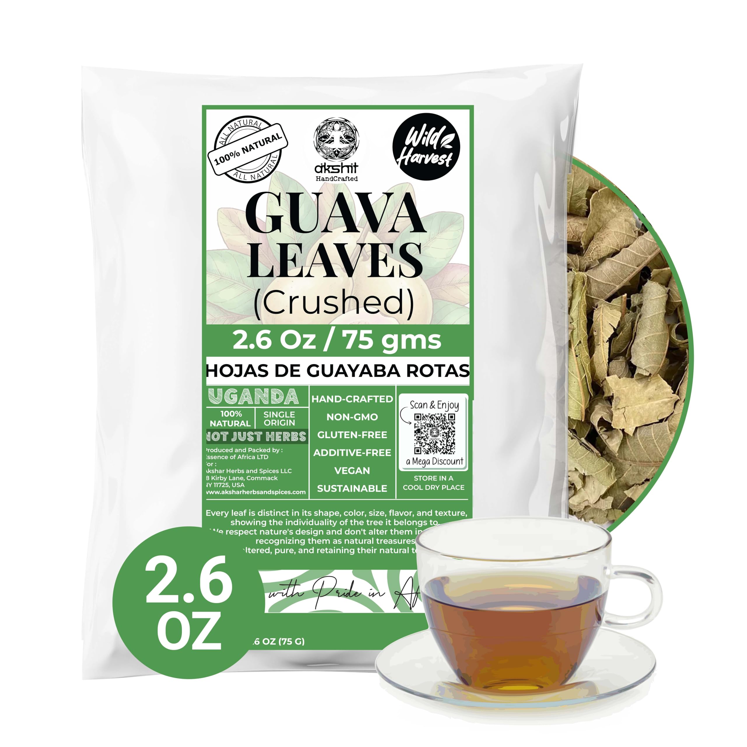 2.6oz Hoja de Guayaba Secas, Dried Guava Leaves, 100% Natural Leaves, Dried Guava Leaf, Loose Leaf Tea, Non-GMO, No Additives, Caffeine-free. by