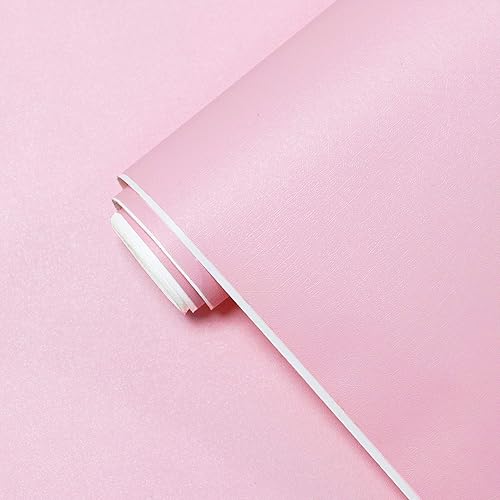 Yasinet 17.71" X 118" Pink Wallpaper Solid Color Peel and
