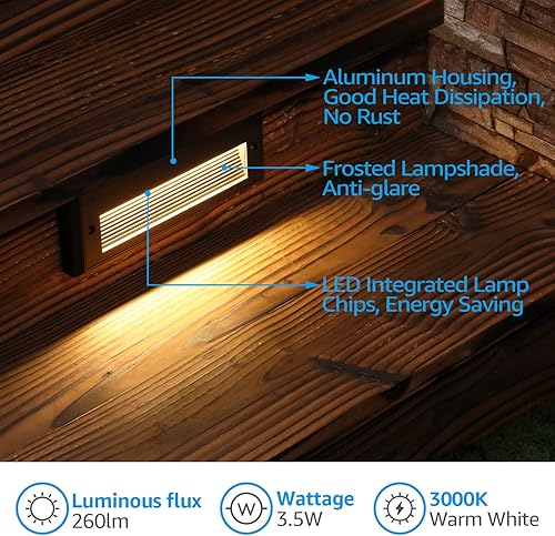 Miniatura 4 de LEONLITE Luces LED de bajo voltaje para exteriores, 12 V 3.5 W, luces de escalera de paisaje, iluminación exterior de 9 pulgadas, luces LED de