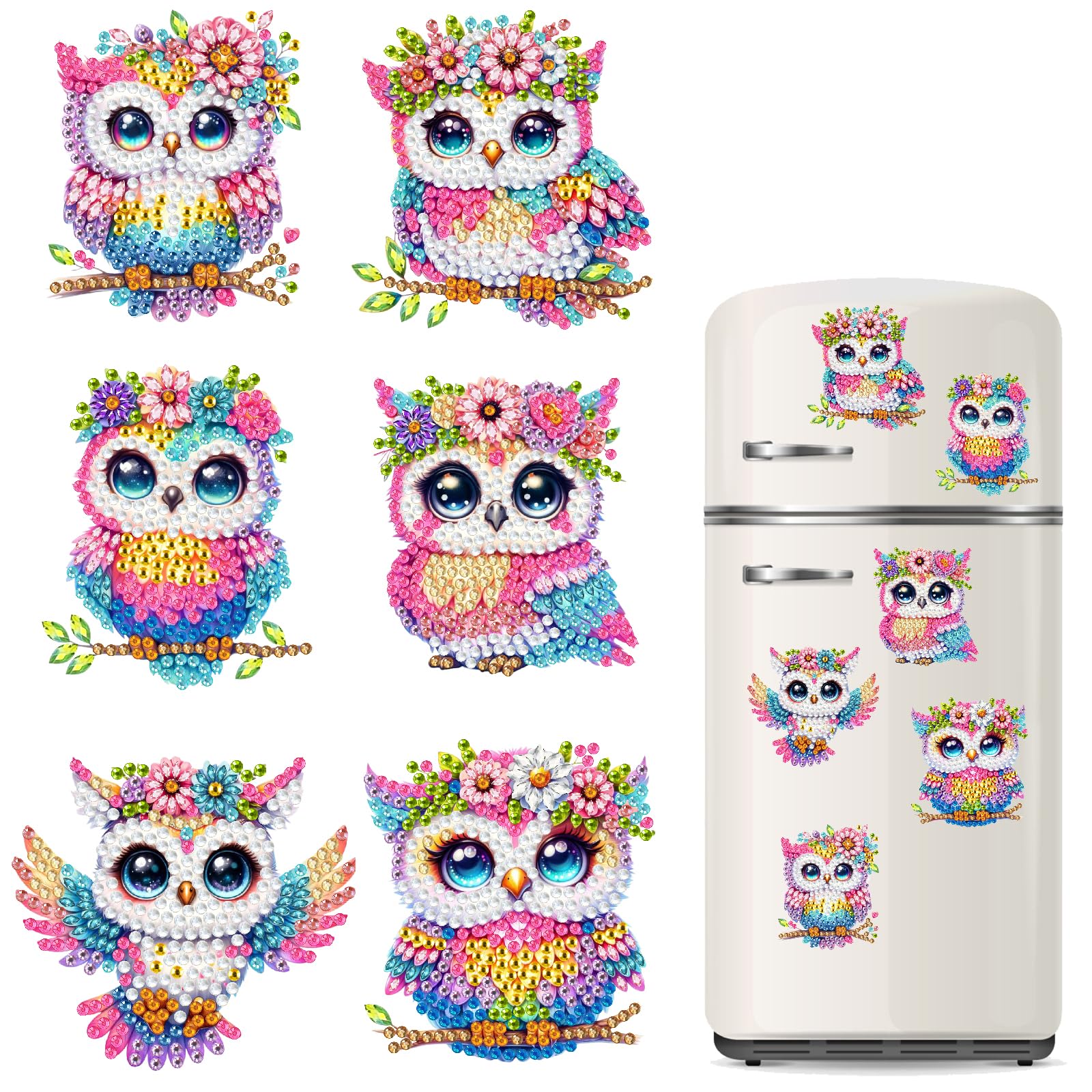 BAYUNOE DIY Diamond Art Refrigerator Magnet Kit - Rainbow Star Design - 6 Magnets With Tools - View #11