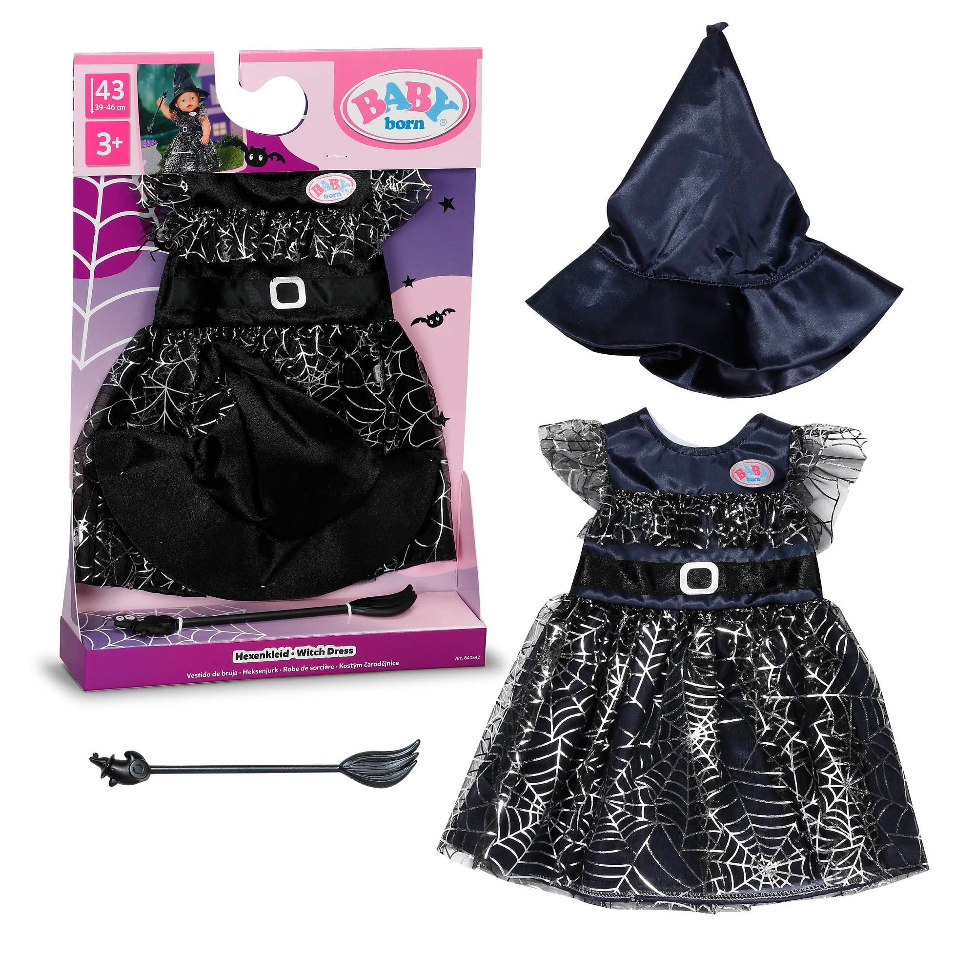 BABY born Witch Dress with Hat and Broom for 43cm Dolls