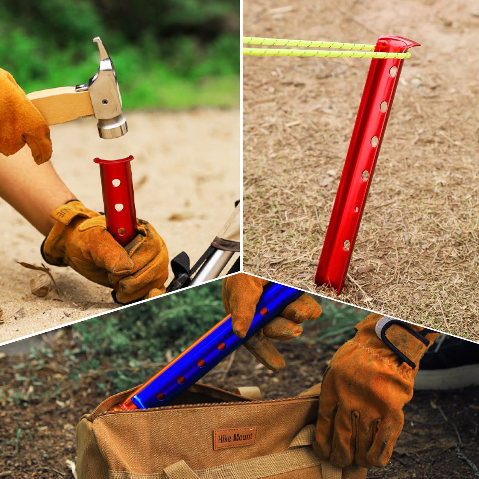 Azarxis Estacas para Carpa 12 Pcs Estacas de Aluminio con Gancho Clavijas de Clavo para Jardín para Lanzar Toldos para Tienda de Campaña