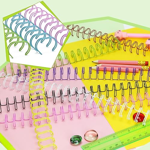 Miniatura 7 de Vmiapxo 48 cables de metal pequeños de doble bucle, 8 colores, espinas de unión, espirales, bobinas de anillo, alambre de encuadernación de libro,