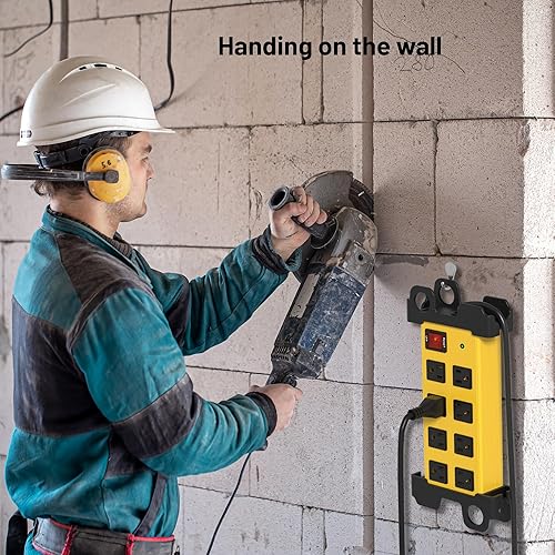 Miniatura 3 de Tira de alimentación de metal resistente, cable de extensión de 10 pies de largo 2700J, protector de sobretensión, accesorio de enchufe de montaje