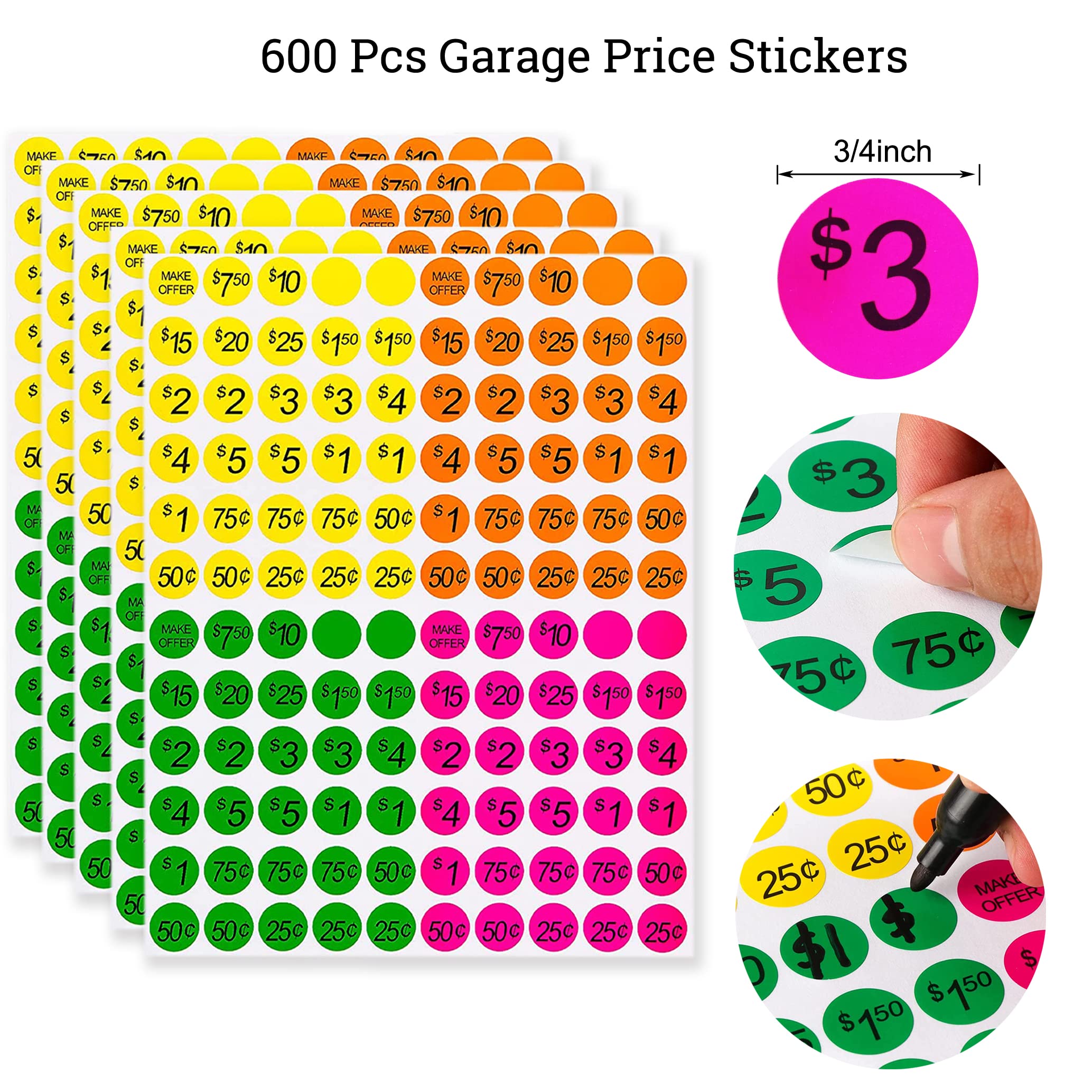 Price Stickers 5x6.6 Inch 60Pieces Fluorescent Neon Signs,Burst Star ...