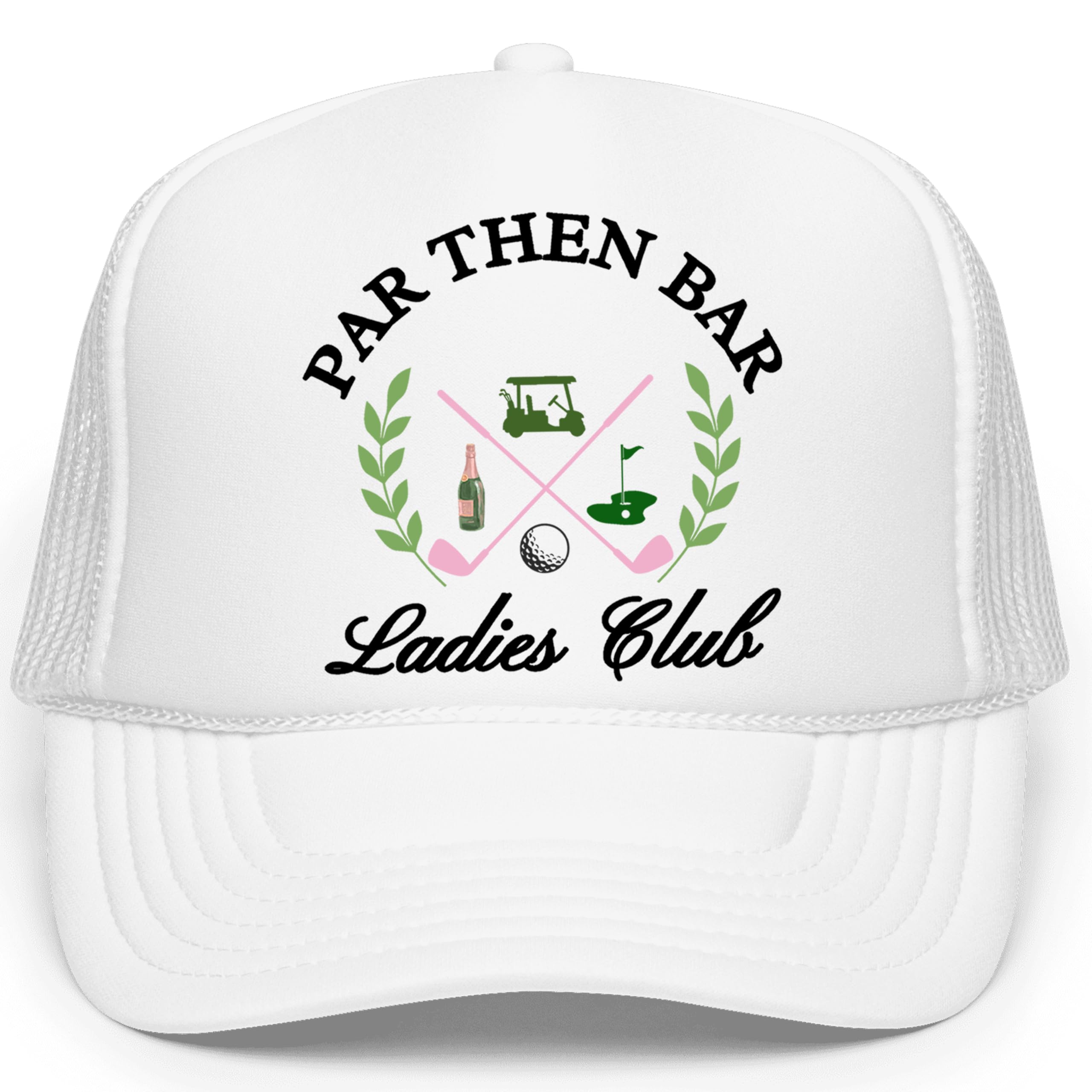 Par Then Bar Ladies Club Funny Golfer Women's Classic 5 Panel Mesh Snap Back Trucker Hat