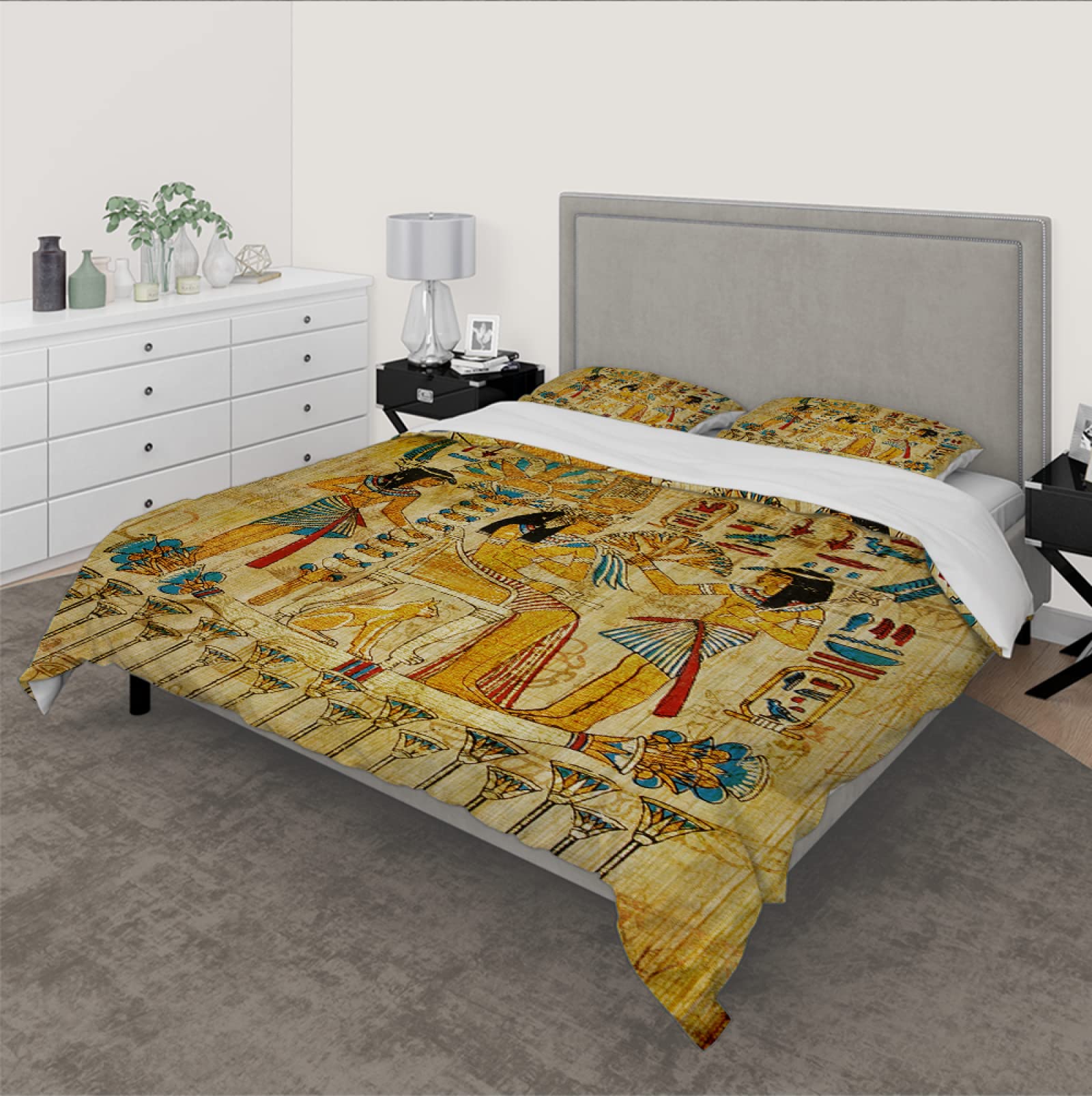 Złoty komplet pościeli, komplet pościeli dla dorosłych i kobiet, do sypialni, egzotyczny styl, bez wypełnienia, 140 x 200 cm
