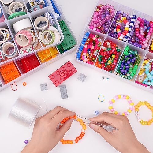 Miniatura 6 de SGHUO Caja de almacenamiento apilable de 7 niveles con 70 compartimentos, caja organizadora de plástico para artes y manualidades, juguetes, cuentas