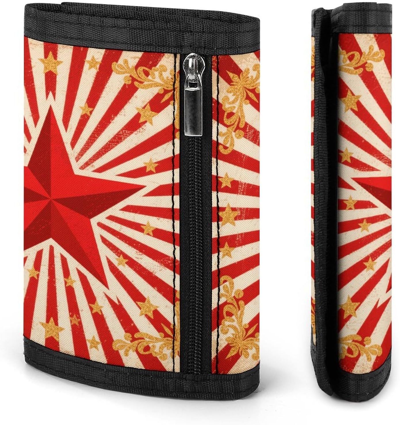 Vintage Circus Trifold Wallet with Id Window 8 Card Slots Slim Security Wallet Card Cash Coin Holder Outdoor Travel Modern Fashion Purse Gifts for Men Women image 3