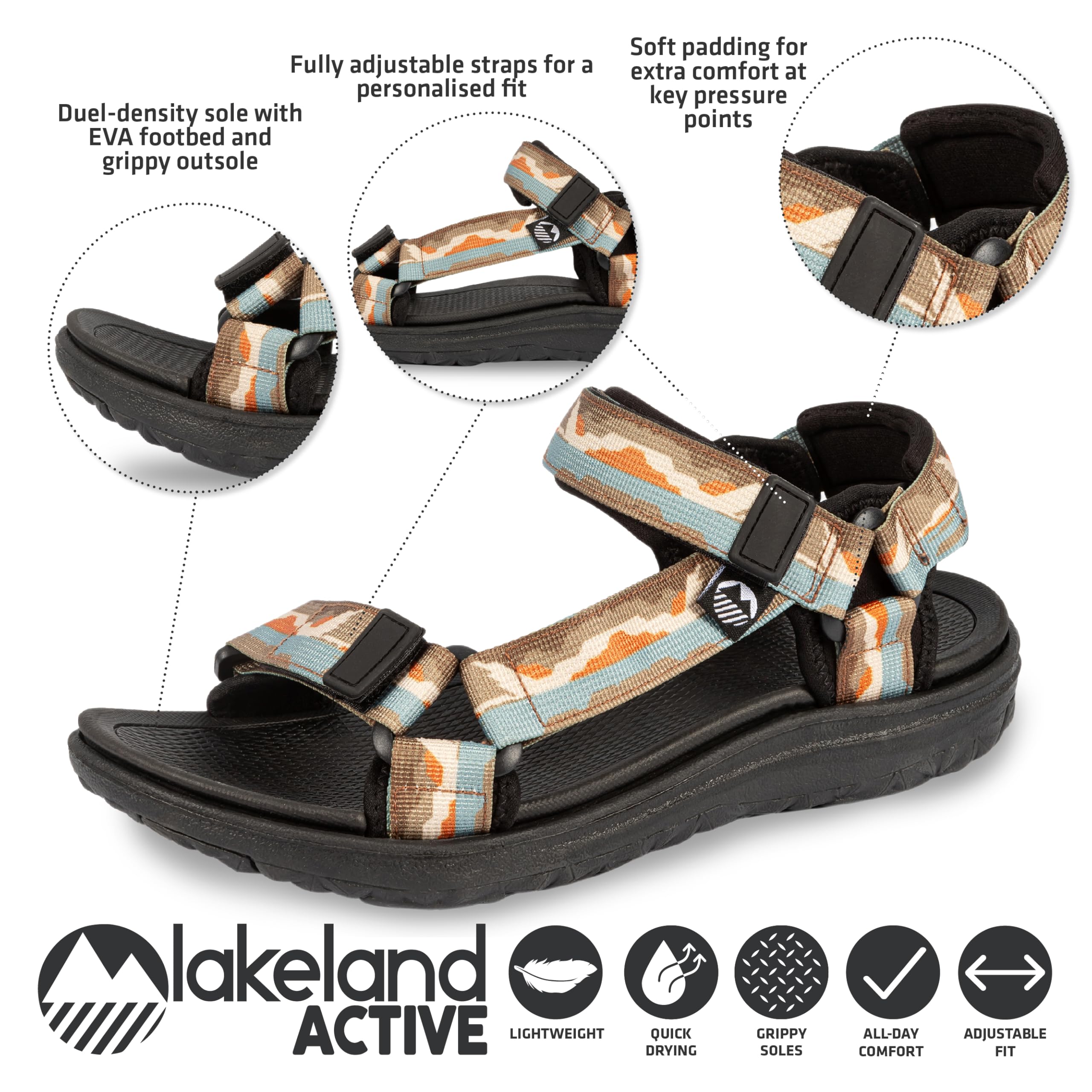 Lakeland Active Stonethwaite - Sandalias ajustables para caminar al aire libre para hombre