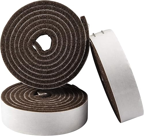 Miniatura 1 de SoftTouch Rollo de tira de fieltro autoadhesivo de alta resistencia de 1 x 60 pulgadas, protege las superficies de arañazos y daños, marrón (paquete