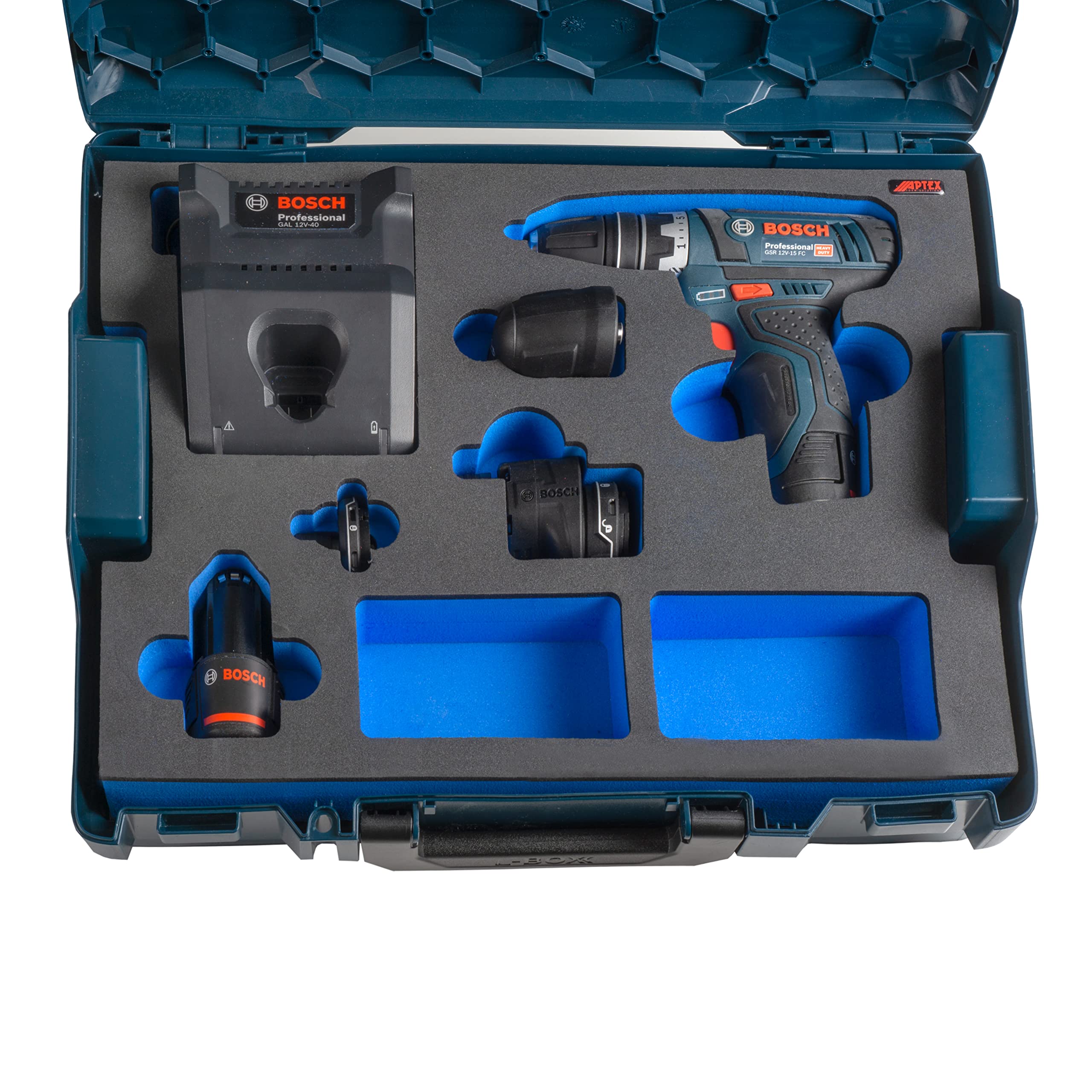 APTEX Schaumeinlage Für 4x Bosch Akkus 12V – Passend Für Halbe L-Boxx, Maßgenau Gefräst, Made In Germany