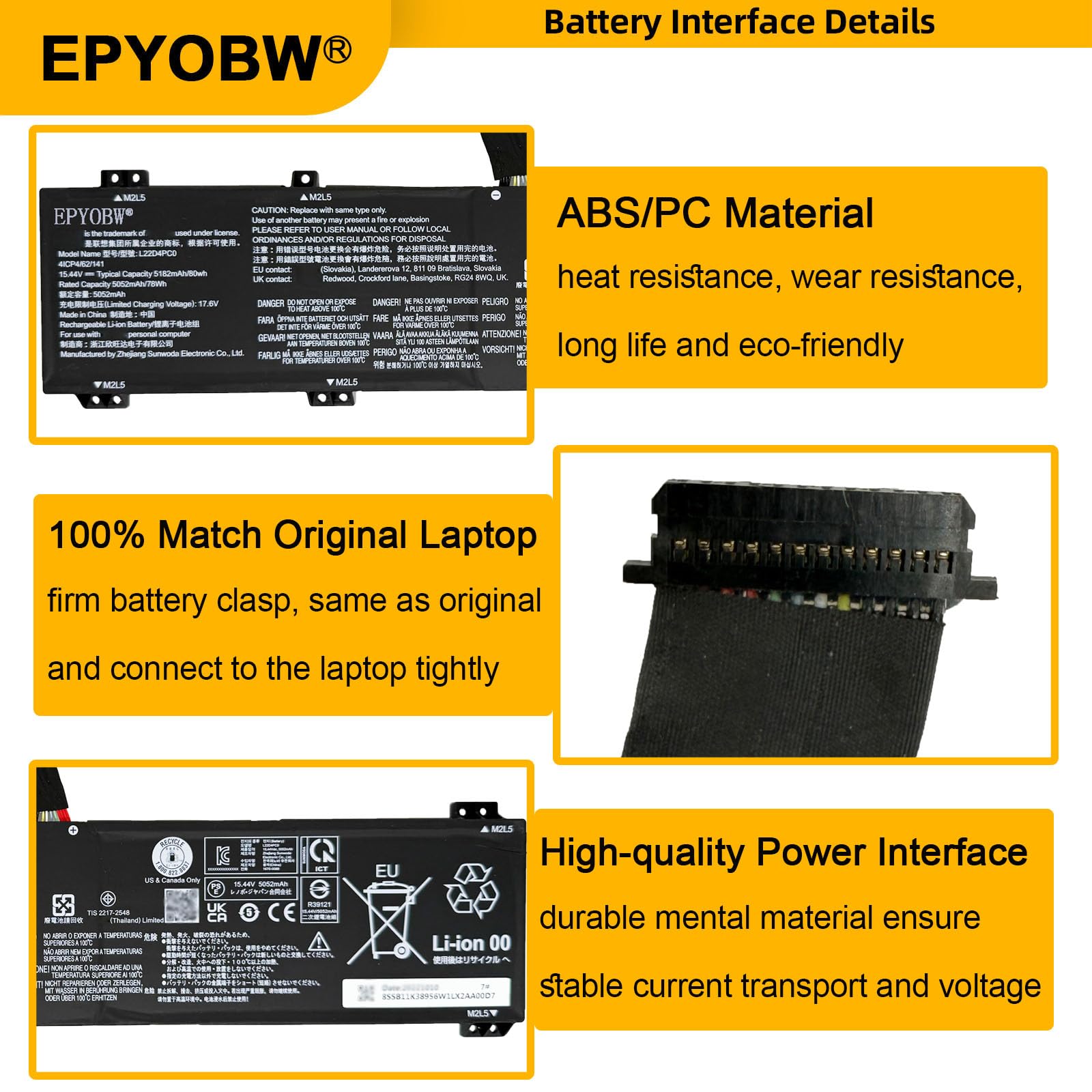 Amazon.com: EPYOBW L22D4PC0 Laptop Battery 80Wh Compatible with