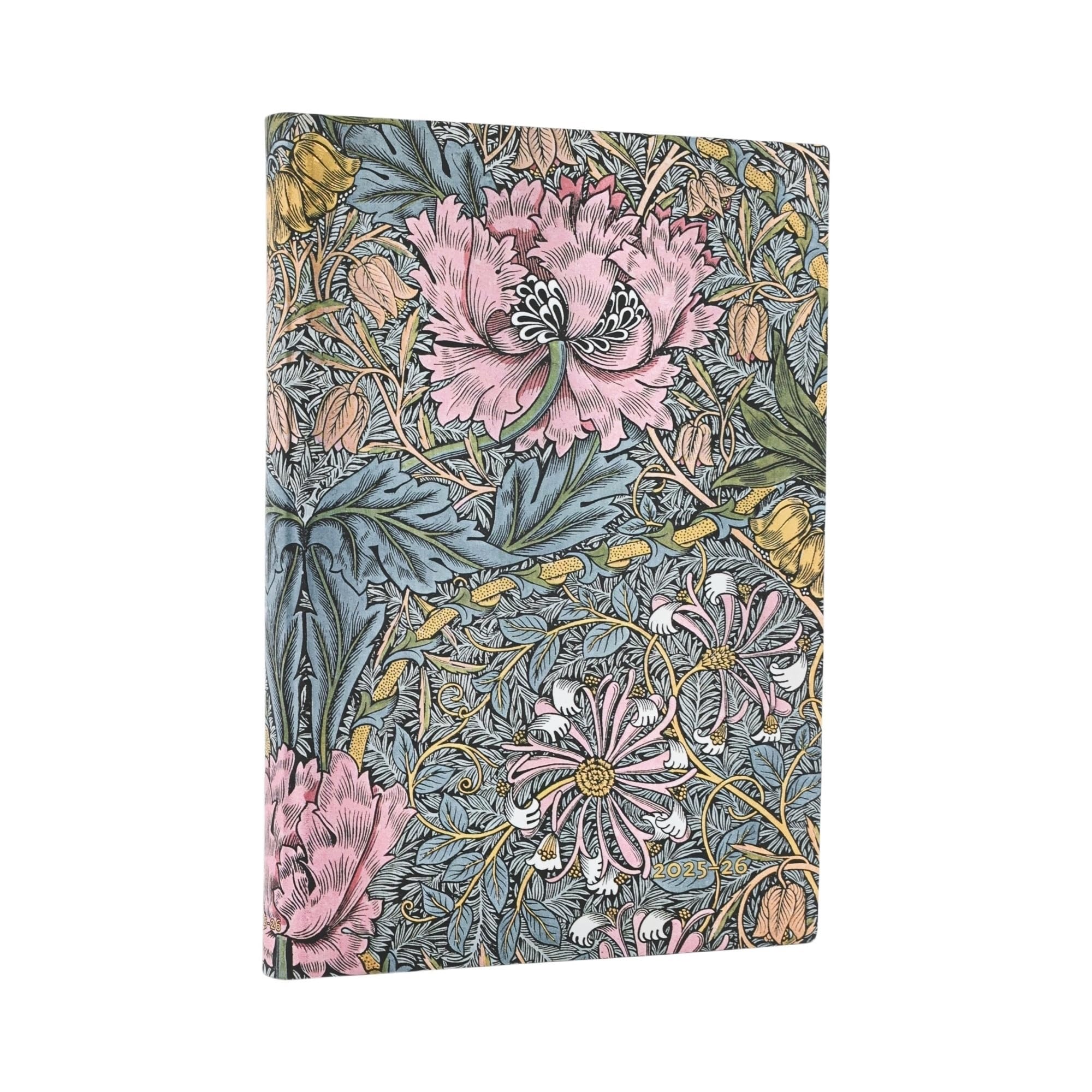2026 Morris Pink Honeysuckle (William Morris) Midi 18-month Horizontal Softcover Flexi Dayplanner 2025-2026 (Elastic Band Closure): Kalendarz 18-miesięczny