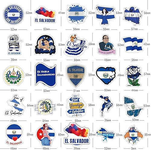 Miniatura 3 de Paquete de 63 calcomanías de El Salvador, vinilo estético SV, impermeables, para botella de agua, laptop, teléfono, patineta, álbumes de recortes,