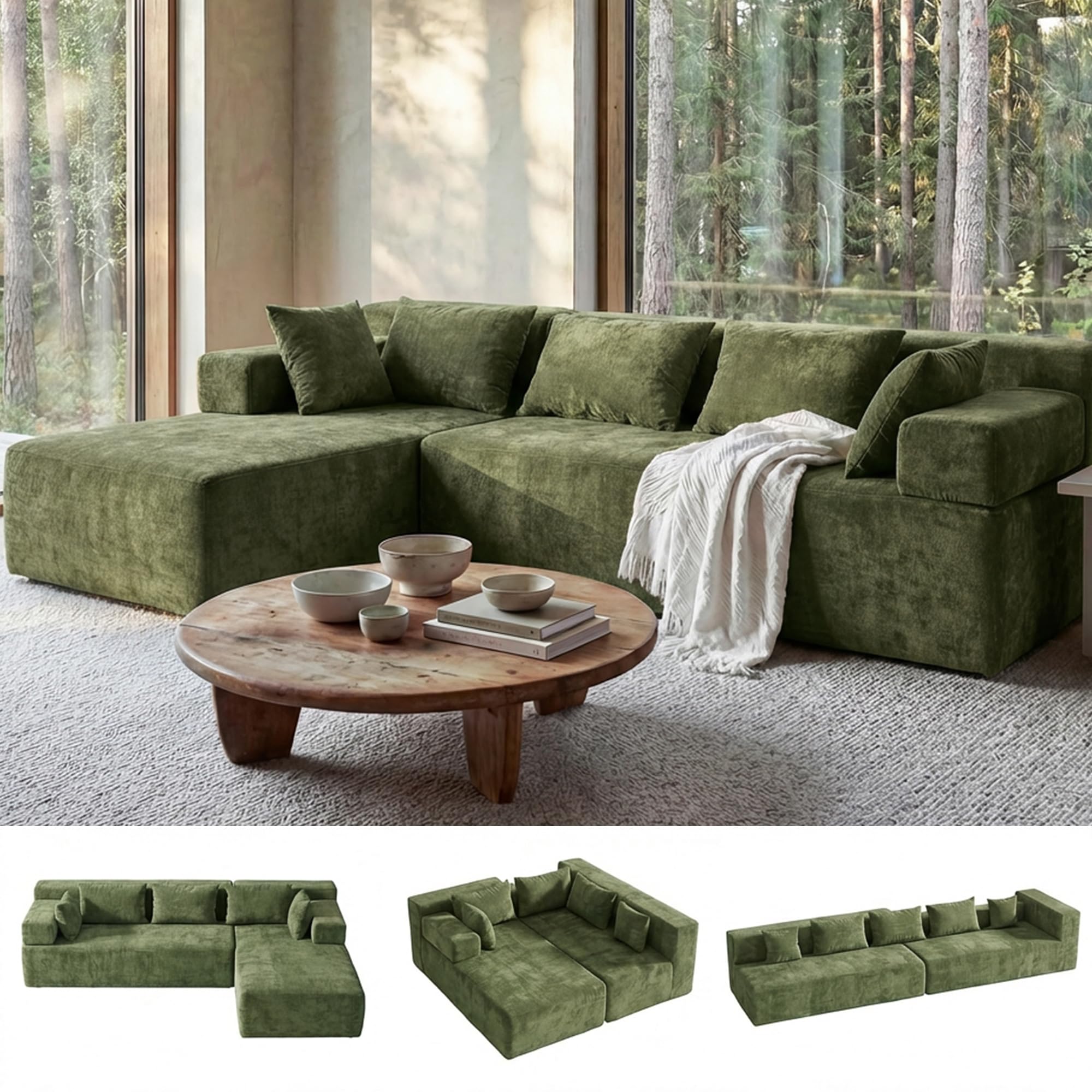 MONVANE 106 inch L-Shaped Modular Sectional Sofa