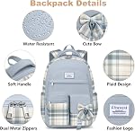 School Backpack for Teen Girls Bookbag: 15.6 Inch Cute Laptop Backpacks for Women Large College Backpack for Middle High School Students Computer Bag Aesthetic Travel Back Pack, Blue