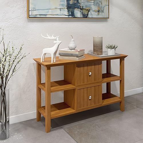 Miniatura 33 de Mesa auxiliar Acadian de Simpli Home, Madera Negro -,Marrón castaño,Azul costero envejecido,Distressed Grey,Casa de campo café,casa de campo