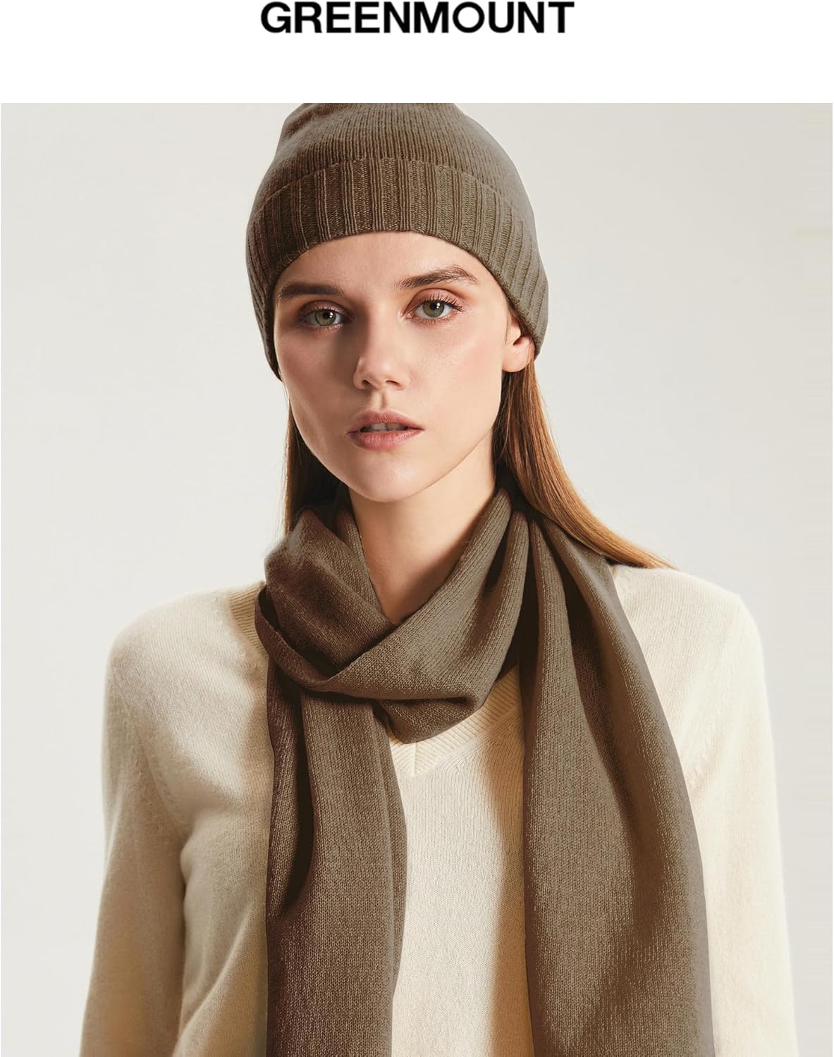 GreenMount Women's Beanie Hat 100% Cashmere Knit Beanie Plant Dyeing Thanksgiving for Women - Image 3