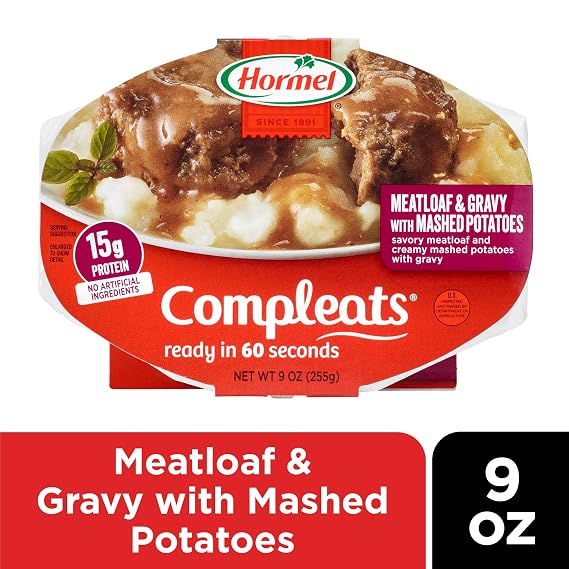 HORMEL COMPLEATS Meatloaf, Gravy & Mashed Potatoes, Microwaveable, 9oz x6