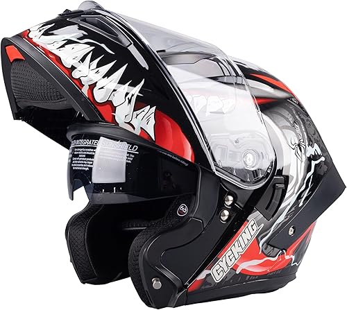 Miniatura 2 de Casco de motocicleta con visera completa, casco de cara completa con visera doble para hombres, mujeres y adultos con protector solar ahumado,