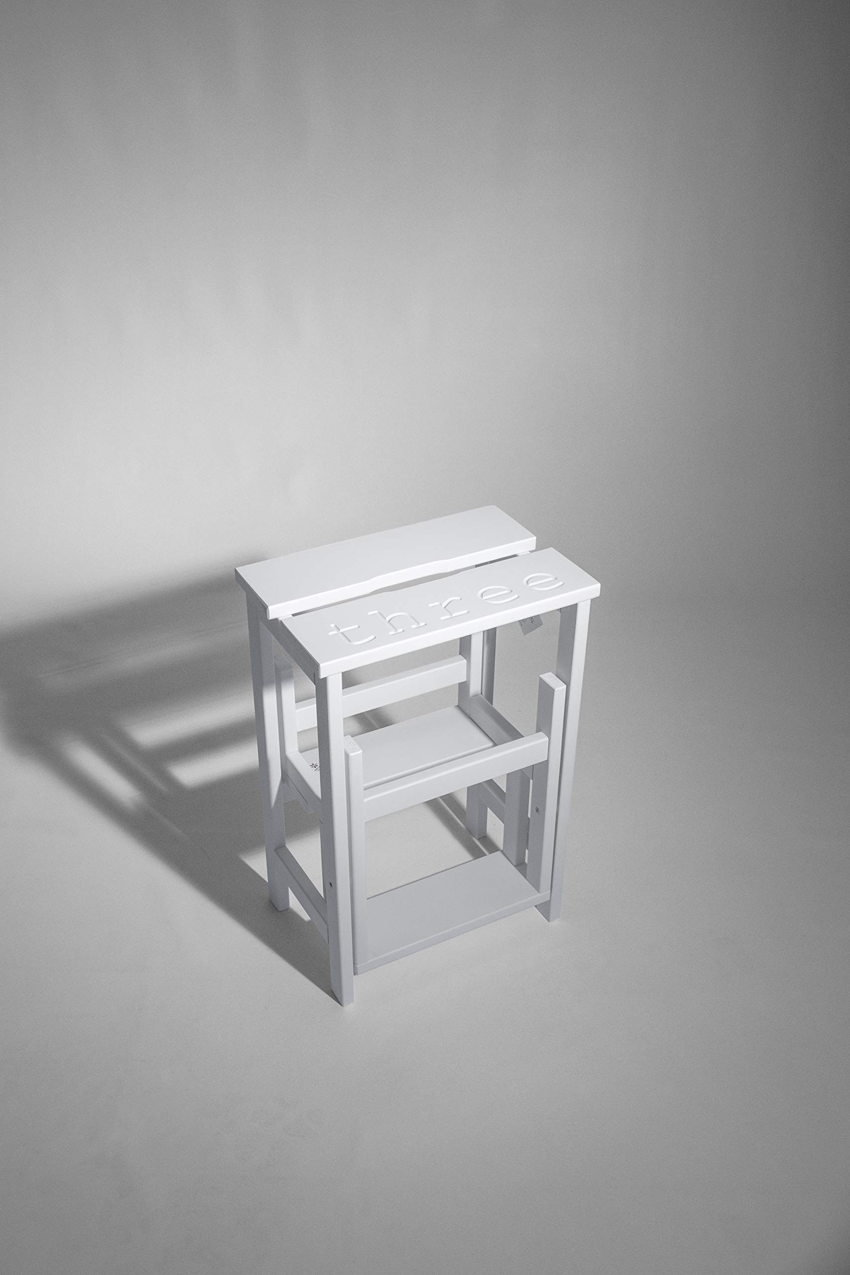 Karn Happy Numbers –Sgabello Scala in Faggio Massello con Gradini Girevoli Numerati e Sistema di Sicurezza – Ideale per Libreria, Cucina, Scaffali e Uso Domestico – Made in Italy