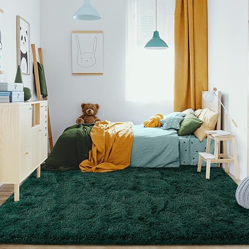 Miniatura 5 de Jelymark - Alfombra de interior peluda, mullida y supersuave para dormitorio, de 5 x 8pies, para sala de estar, decoración del hogar, dormitorio y
