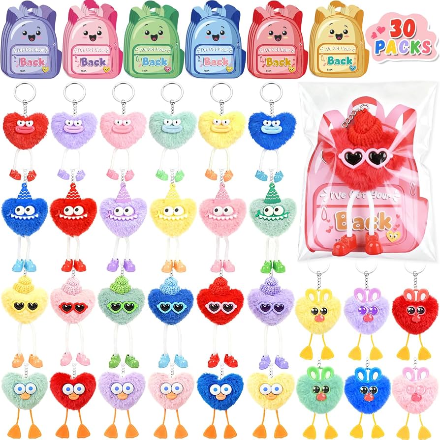 Amazon.com: MOVINPE 30 Pack Kids Plush Keychains with Gift Cards