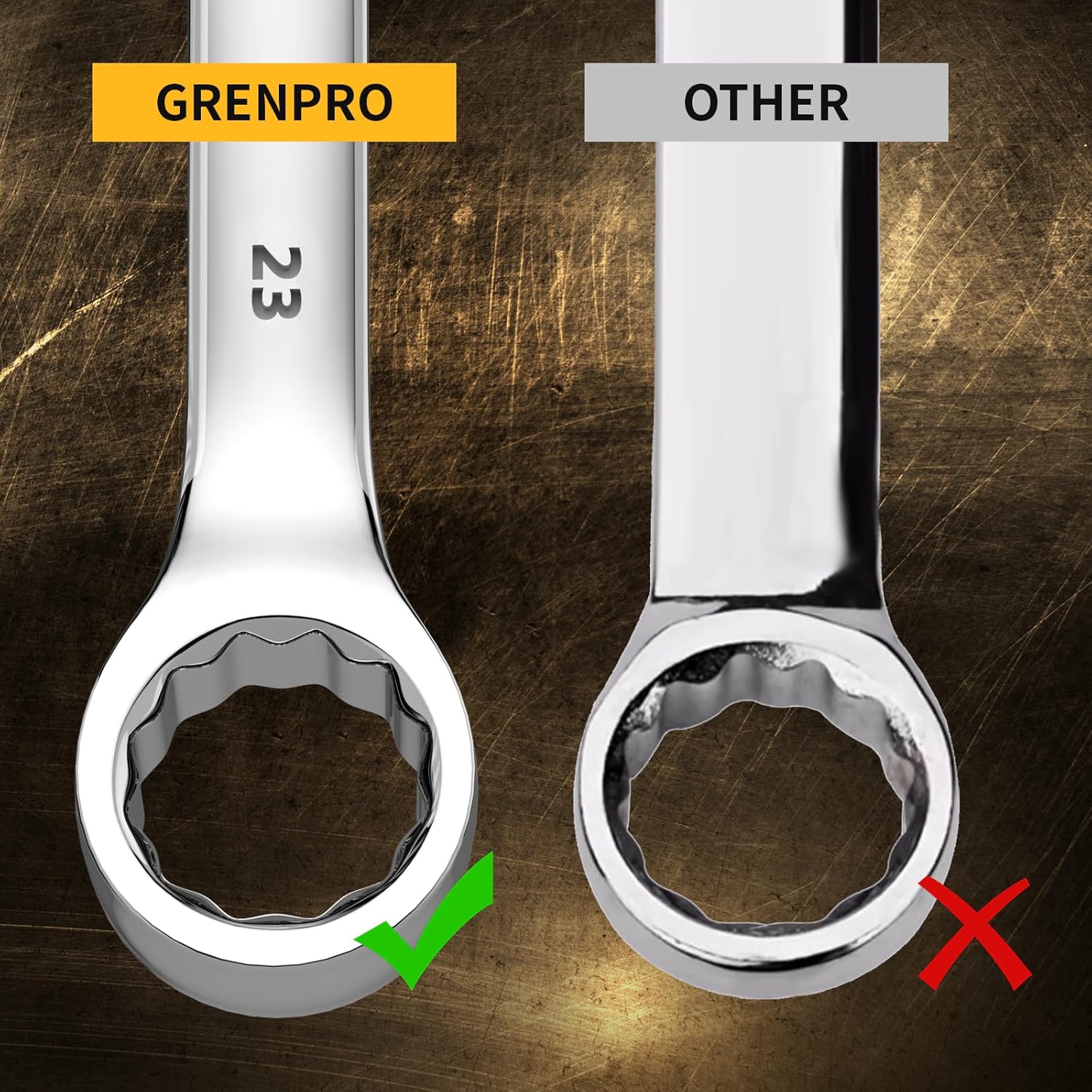 GRENPRO Metric Wrench Set, Large Wrench Set Metric and Standard, 7PC 23mm, 24mm, 26mm, 27mm, 30mm, 32mm Long Big Open End Wrench Tool Set Roll Up Pouch Organizer with Gauge, Combination Wrenches Sets