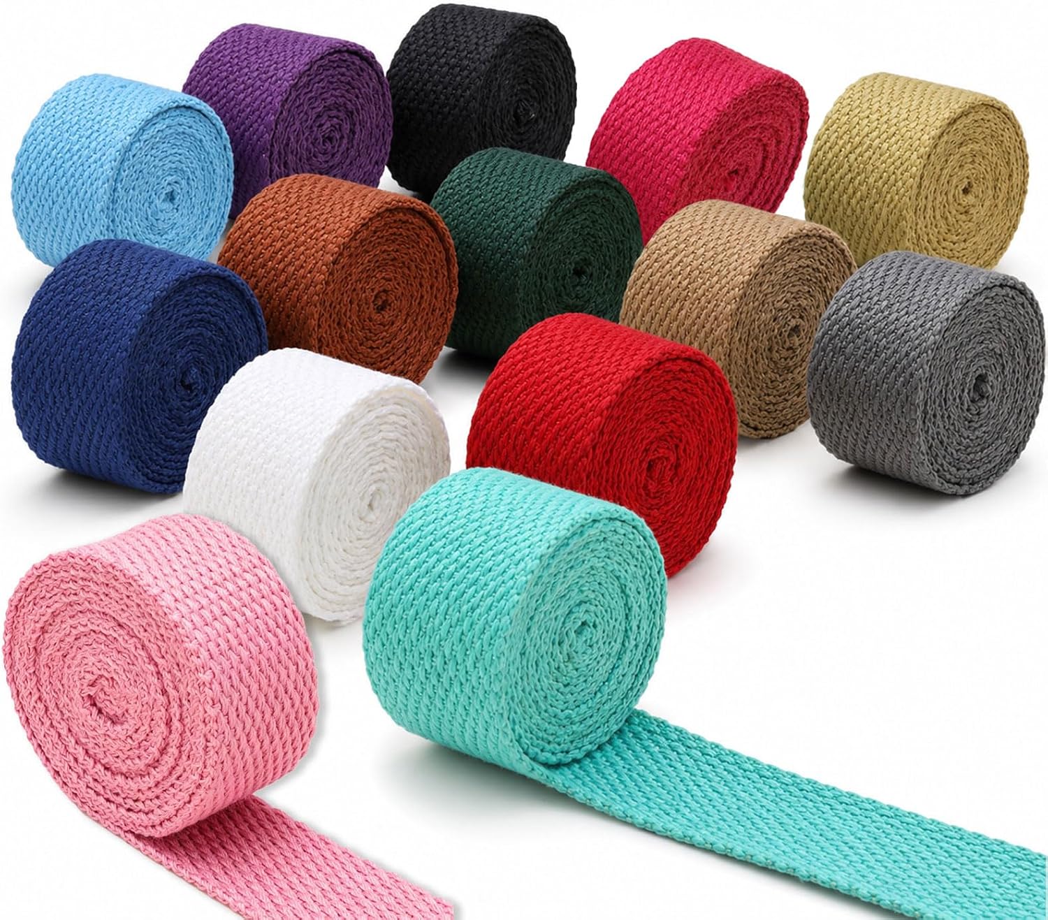 14 Rolls Cotton Webbing 1 Inch x 30 Yards Weave Webbing Straps